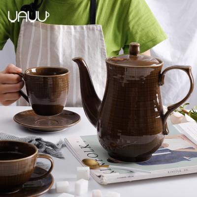 China Sustainable hotel used modern shiny cheap restaurant blue/brown teapots 1200ml for sale for sale