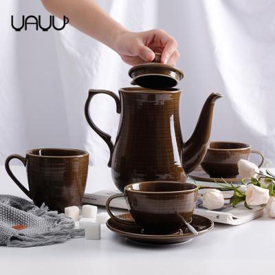 China China Manufacturer Viable New Products Elegant Brown Porcelain Commercial Teapot for sale