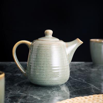 China Viable Wholesale Wedding Party Tea Set Glazed Design Green Porcelain Arabic Teapot Ceramic Coffee Teapot for sale