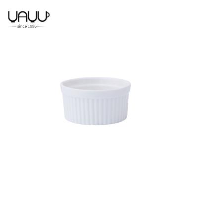 China Small 3.5 inch disposable high quality white glazed ceramic porcelain dessert bowl ramekin bowl sets for sale