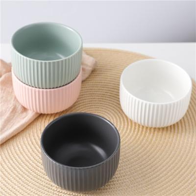 China Good quality 5 inch round matte disposable glazed ceramic fancy salad fruit bowl for gift for sale