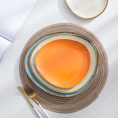 China New Design Gloss Vintage Disposable Multicolor Shallow Loose Bone China Ceramic Dinner Dishes for sale