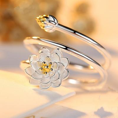 China Fashion Designer Flower Style Ring TRENDY Silver Bands Adjustable Women Rings For Ladies Jewelry for sale