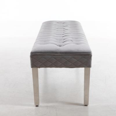 China Factory Design New Single Seat Gray Velvet Stainless Steel Upholstery Knock-Down Wooden Stools Leg Light Luxury Home Direct Decor for sale