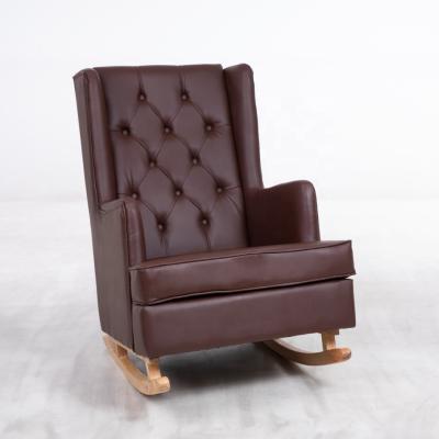 China Modern Cheap Price Furniture Leisure Living Room Older Solid Wood Living Room Sofa Fabric Rocking Chair for sale