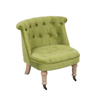 China Modern French Style Living Room Tufted Armless Fabric Accent Chair With Caster for sale