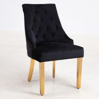 China Convertible Upholstered Elegant Luxury Tufted Back Nailed Around Velvet Dining Chair for sale