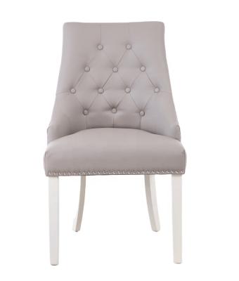 China Hot sale modern style knocked-down beige leather dining chair in dining room or restaurant for sale