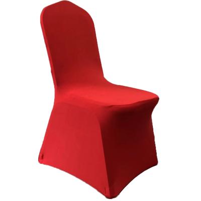 China Wrinkle Free Elegant Washable Stylish Durable Polyester Spandex Red Machine Chair Covers For Banquet Wedding Party for sale