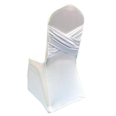 China Durable Washable Elegant Spandex Free Cross Banquet Wedding Wrinkle Machine Back Chair Covers White for sale