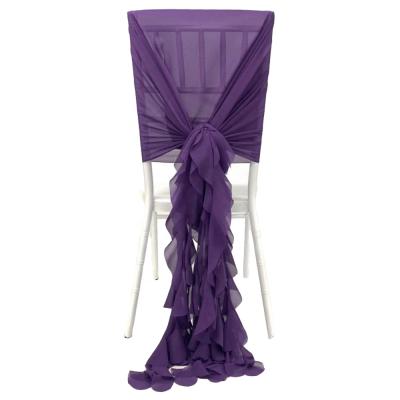 China Easy Setup Willow Chiffon Ruffled Chair Sash Curly Elegant To Wed for sale