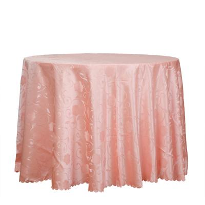 China Wrinkle Free Durable Elegant Round Damask Table Cloths Machine Washable Wedding for sale