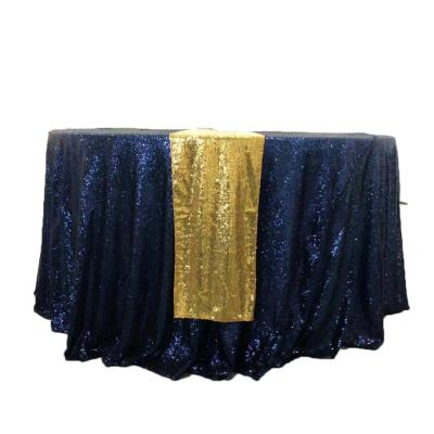 China Wrinkle Free Durable Elegant Machine Washable Gold Sequin Fabric Sparkly Tablecloth For Ceremony Party for sale