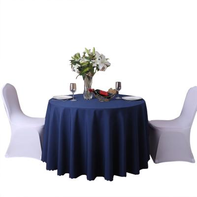 China Round Polyester Fabric Waterproof Navy Blue Table Cover 120 Optional Tablecloth For Restaurant for sale