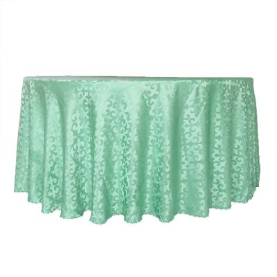 China Durable Elegant Machine Washable Polyester Tablecloth Decorative Wrinkle Free Round For Wedding for sale