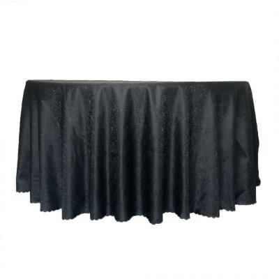 China Waterproof Optional Wrinkle Resistant Washable Polyester Tablecloth Black Round For Wedding for sale