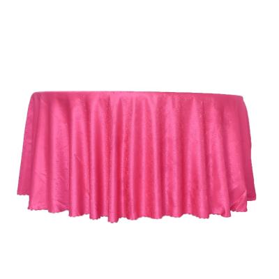 China Hot Pink Wedding Table Decorations Waterproof Optional Fashionable Wedding Tablecloth Round for sale