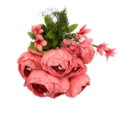 China Vintage Vivid Real Artificial Peony Silk Flower Bouquet For Home Wedding Decoration for sale