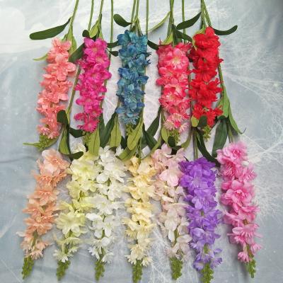 China Realistic Delphinium Bouquet of Real Long Stem Vivid Artificial Silk Flowers for Wedding Party Home Decoration for sale