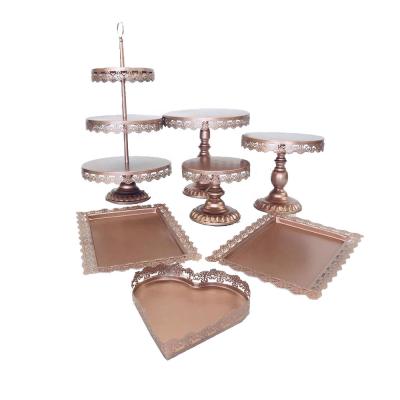 China Luxury Elegant Set of 7 Pieces Cake Stand Set for Baby Shower Wedding Birthday Party Celebration for sale