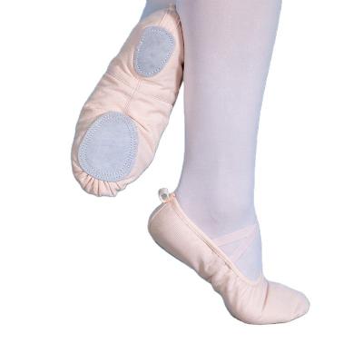 China OEM Wholesale Light Weight Cheap Women Girls Dance Stretch Canvas Genuine Leather Ballet Shoes for sale