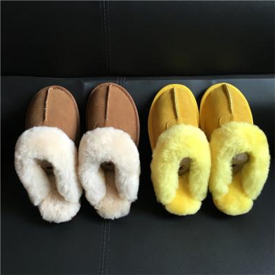 China Anti-odor 100% Natural Australian Sheepskin Wool Lined Alpaca Fur Slipper for sale