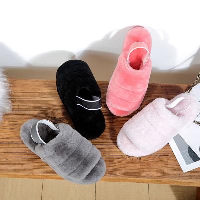 China 2022 Fashionable High Quality Women's Sheepskin Wool Slippers Winter Slippers Designer Sheepskin Wool Fur Uggling Slides Cushioning for sale