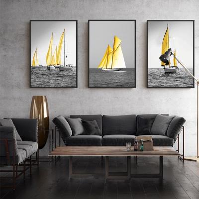 China Large And Cheap Modern Printed Simple Sea View Sailboat Canvas Prints Of Wall Paintings For Home Decoration for sale