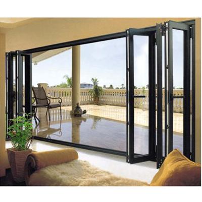 China Exterior Heat Insulation Aluminum Glass Patio Bifold Doors Double Glazing Aluminum Bi Folding Door For Shop for sale