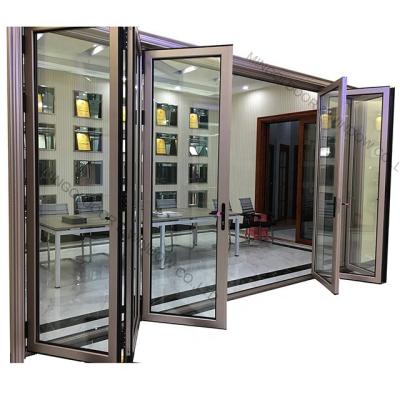 China Commercial Residential Aluminum Glass Door Low-E Folding Thermal Insulation Aluminum Folding Glass Door Exterior Door for sale