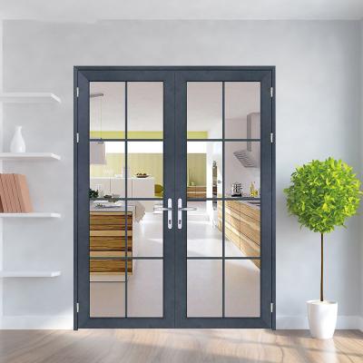 China Exterior Aluminum French Doors Folding Main Doors Modern Aluminum Top Double Glass for sale