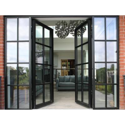 China Best Price Folding High Quality Tempered Glass Double Glazed Aluminum French Door for sale