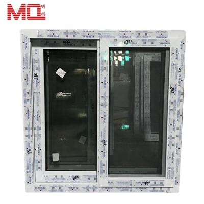 China Folding Screen Storm Queer Tinted Dark Gray Color Glass Upvc/PVC Sliding Glass Windows With Nylon Screen for sale