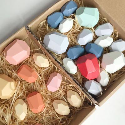 China Educational Wooden Toy High Quality Eco Montessori Toy Wooden Stones Stacking Game Wooden Rock Blocks Educational Puzzle Wooden Toy for sale