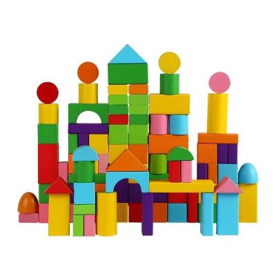 China Eco-friendly Material Wooden Building Blocks Set Children'S Educational Toys Big Block Particle Assembled Solid Particle Building Block for sale