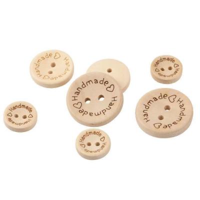 China Unleaded ; Washable; 100pcs Vintage Nickel Free Wood Buttons 2 Hole Retro Clothing Pattern Wooden Button Round Shaped For For Sewing Art Craft DIY Supplier for sale