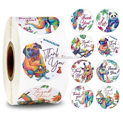 China Custom Colorful Waterproof 2 Inch Thank You Stickers Roll For Foods for sale