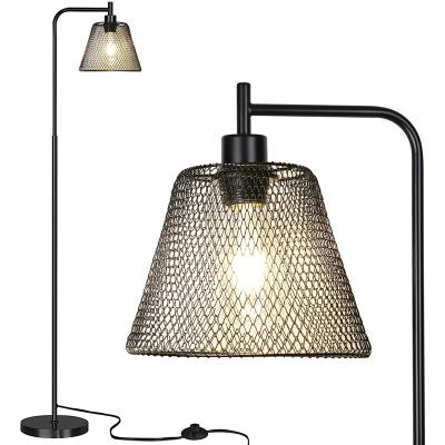 China JLF-492 Farmhouse Floor Standing Lamp with Iron Hanging Mesh Foldable Lampshade for sale