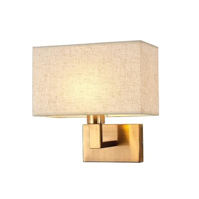 China JLW-H063 modern minimalist gold wall lamp handrubbed brass rectangular hotel room wall sconce for sale