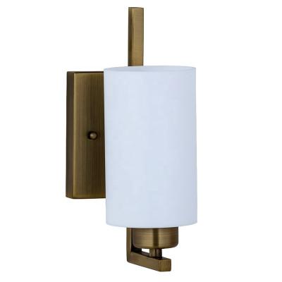 China JLW-2513 Modern Bronze Frosted Glass Cylinder Lamp Uplight Hotel Guest Room Wall Mounted Bedside for sale