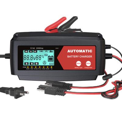 China Universal Vehicle 12V Motorcycle Battery 2A 4A 8A 12V Build In MCU Chip 7 Stages Smart Battery Charger With Charging Status Display for sale