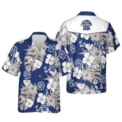 China 2022 Summer New Hawaiian Shirt Viable Style Printed White Short Sleeve Button Up Hawaiian Shirts For Men for sale