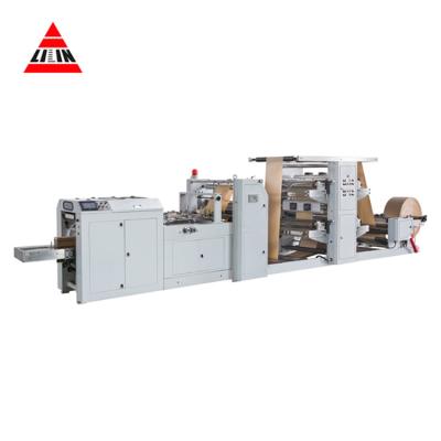 China food & Plant LSD-400B+LST-4700 Sharp Bottom Beverage Packaging Paper Bag Making Machine With Window With Four Color Felxo Printer for sale