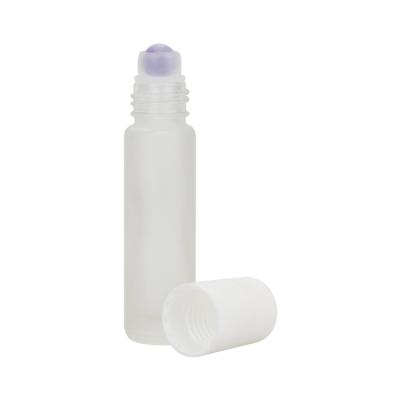 China Personal Care 8ml 10ml 15ml Round Clear Frosted Glass Roll On Bottle Perfume Bottle With Gemstone Roll On for sale