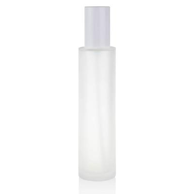 China Personal Care 30ml 40ml 60ml 80ml 100ml 120ml Facial Toner Flat Shoulder Clear Frosted Glass Perfume Bottle With White Spray Top for sale