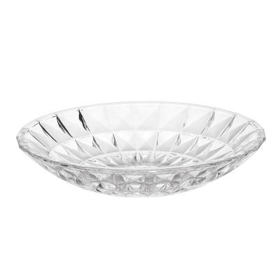 China Viable Wholesale High Quality European Crystal Transparent Glassware Plate Dish Glass Fruit Bowl for sale