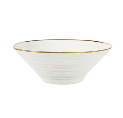 China Viable Wholesale Cheap Japanese Style Ceramic Ramen Noodle Bowls Ceramic Bowl With Gold Rim for sale