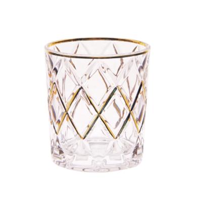 China Viable Drinkware Diamond Edge Water Cup Tumbler Whiskey Glass Mug Colorful Decoration Drinking for sale