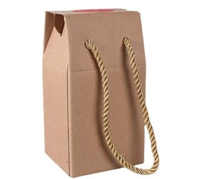 China Custom Printed Biodegradable Logo Wholesale Kraft Paper Reusable Gift Red Wine Packaging Cardboard Corrugated Box With Clear Window And Handle for sale