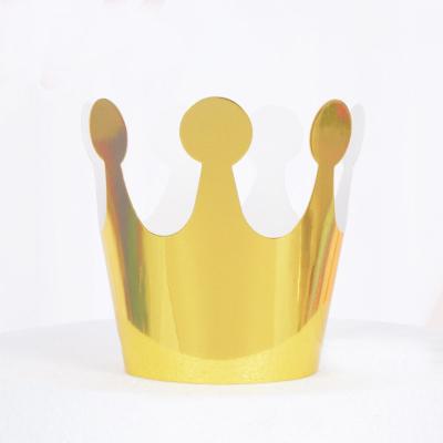 China Wholesale Silver Paper Card Gold Birthday Cake Hat Kids Birthday Party Crown Birthday Crown Party Paper Hat for sale